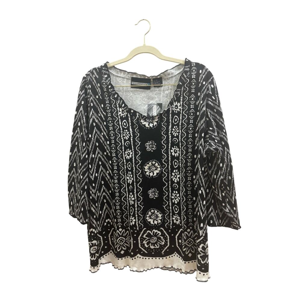 Requirements Black & White Patterned Scoop Neck